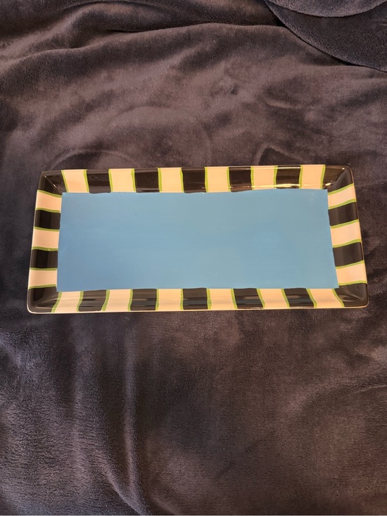 Mainstreet Collection Other - Striped Rectangular Ceramic Serving Platter in Blue and Black